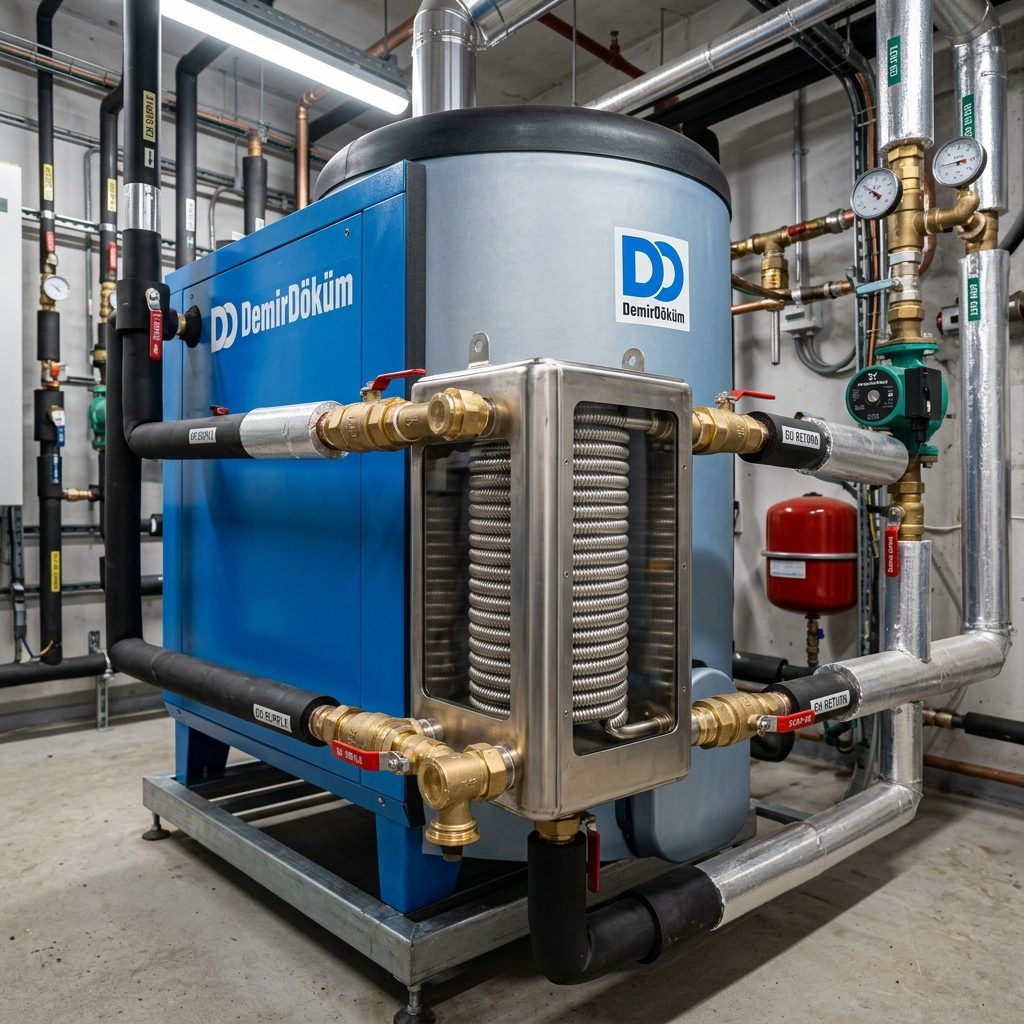 DemirDöküm Boylerlerde Isı Pompası ve Güneş Enerjisi Uyumlu Geniş Yüzeyli 316L Serpantin